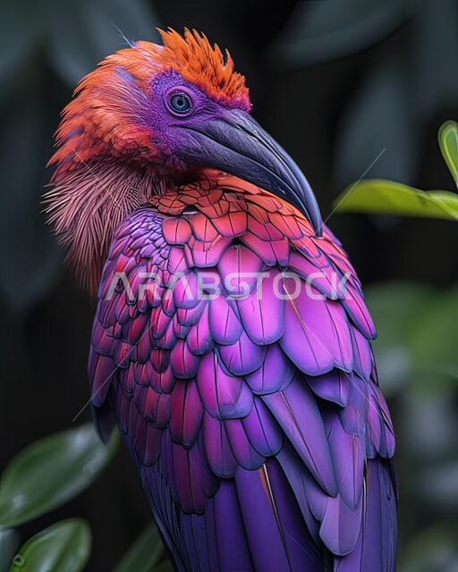 Wild talking birds with attractive and bright colors, a natural reserve for raising and caring for birds and animals, a close-up photo of a parrot bird with a sharp and long beak in one of the parks of the Kingdom of Saudi Arabia