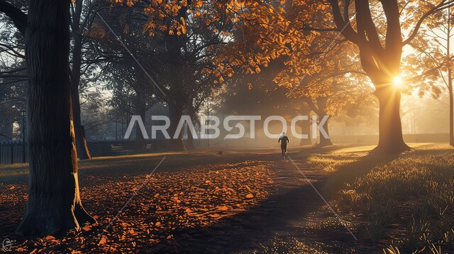 الاستمتاع بالمناظر الطبيعية في فصل الخريف، فروع الأشجار الخريفية في النهار, اوراق النباتات الجافة المتساقطة على الطريق, ممشى اسفلتي وسط الاشجار في الغابة