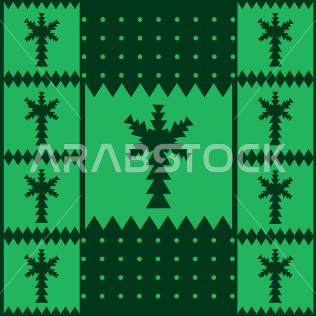 Heritage embroidery of the ancient Sadu ornament, the popular Asiri inscription, a traditional Saudi design of authentic Arabic inscriptions, northern culture in the Kingdom of Saudi Arabia, a colored background