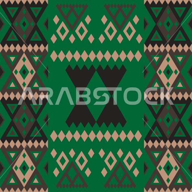 Traditional Saudi design of authentic Arabic inscriptions, northern culture in the Kingdom of Saudi Arabia, popular Asiri inscription, heritage embroidery of the old Sadu decoration, colorful backgroun