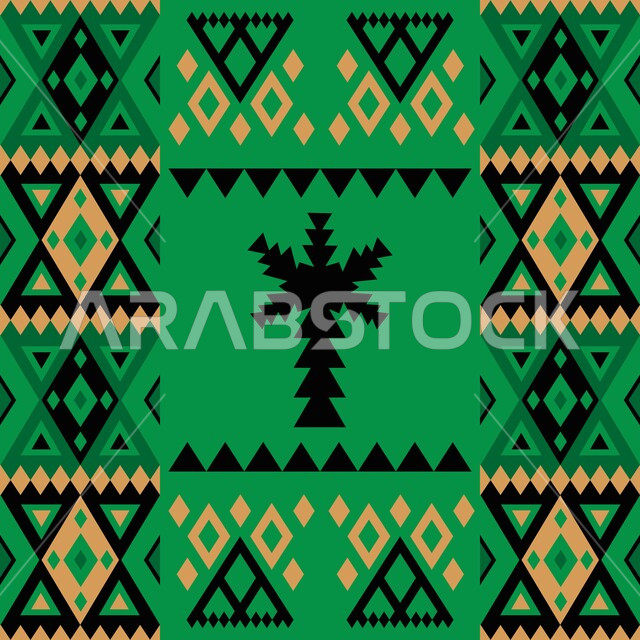 العراقة والأصالة والتراث السعودي، فنون ونقوش تراثية عربية، الطراز الشعبي بزخرفة ونقش السدو العربي، الثقافة الشمالية في المملكة العربية السعودية، تصاميم وأنماط زخرفية ملونة