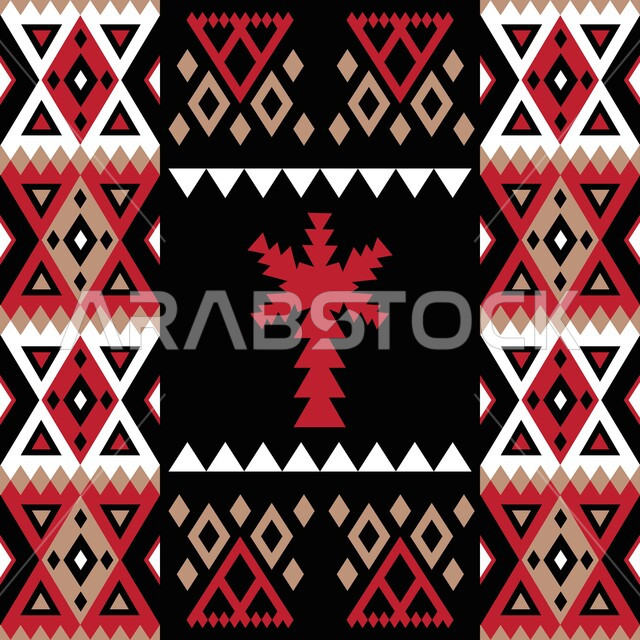 تصاميم وأنماط زخرفية ملونة، الطراز الشعبي بزخرفة السدو العربي، فنون ونقوش تراثية عربية، الثقافة الشمالية في المملكة العربية السعودية، إحياء التراث الخليجي