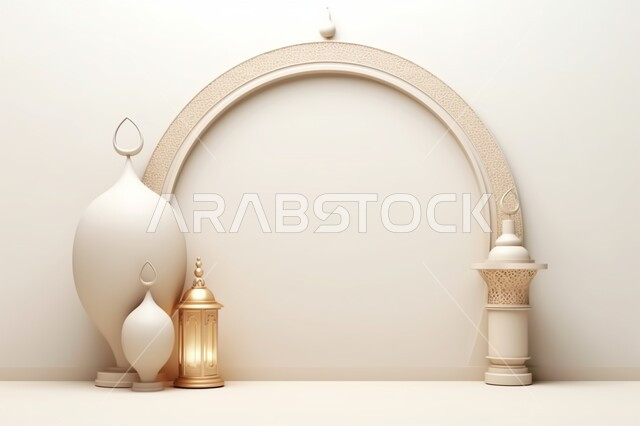 زينة المناسبات و الأعياد الدينية، خلفية زخارف اسلاميه ثري دي ،اكسسوارات و تحف شهر رمضان المبارك ،مجسمات ثلاثية الابعاد بيضاء مزخرفة، الاستعداد لقدوم شهر الخير