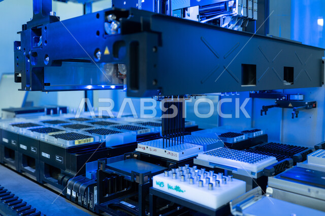 صورة مقربة لجهاز تحاليل حديث يستخدم تقنية التدفق الخلوي للقياس، تطور و تقدم القطاع الطبي بالتكنولوجيا الجديدة، معامل ومختبرات طبيه حديثه