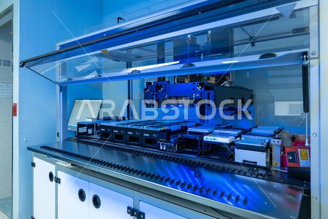 استخدام تقنية التدفق الخلوي للقياس، صورة مقربة لجهاز تحاليل حديث، تطور و تقدم القطاع الطبي بالتكنولوجيا الجديدة، معامل ومختبرات طبيه حديثه