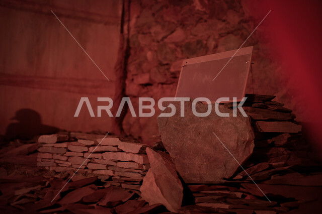 اعادة ترميم البيوت التراثية القديمة، كومة حجر في احدى المنشآت الأثرية، مفهووم البناء والانشاءات الهندسية في المملكة العربيه السعودية، تطوير البنية التحتية ،الاهتمام في جودة المواد الاولية