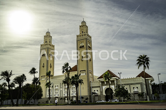 معالم دينية اسلامية في النهار, نداء المسلمين لأداء الصلوات والفرائض, التطور المعماري لبناء المساجد في المملكة العربية السعودية, الفن الهندسي لمبنى مسجد أبو بكر الصديق في حي المرجان بمدينة جدة, أماكن سياحية مشهورة, اسلاميات وعبادة