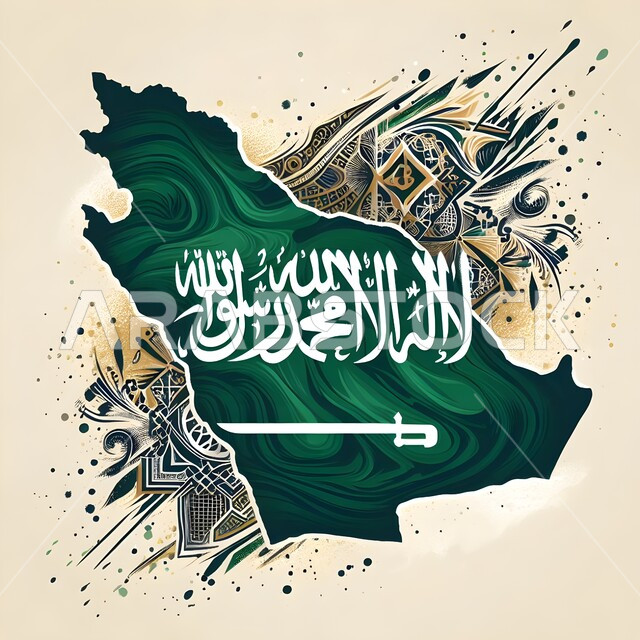 إحياء ذكرى يوم العلم ١١ مارس، راية لا إله إلا الله محمد رسول الله على خارطة المملكة العربية السعودية باللون الأخصر، الاحتفال بذكرى العيد الوطني ٢٣ سبتمبر،  المناسبات والأعياد الوطنية، مفهوم حب الوطن والانتماء إليه