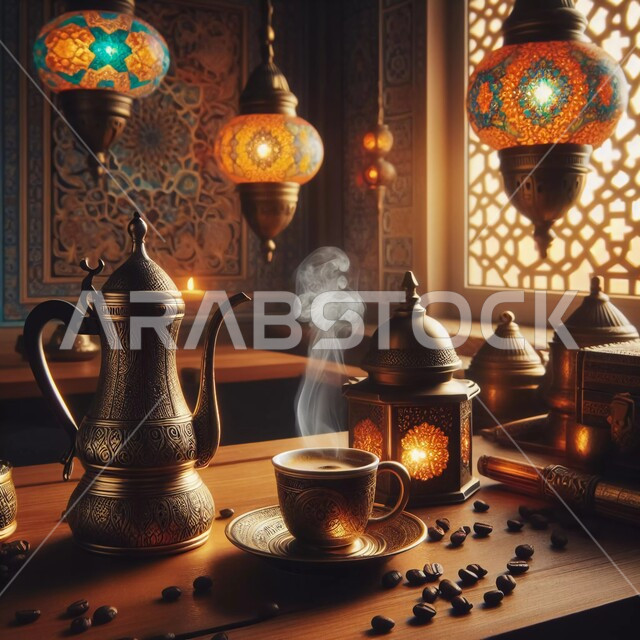 اتباع العادات والتقاليد السعودية في تقديم القهوة العربية بالدله النحاسية والفنجان، الاستمتاع بالمشروبات الساخنة، حسن الضيافه والإستقبال في الأعياد والمناسبات الدينية، منتجات وطنية محلية، حبوب البن الطازجة، فوانيس مضيئة وديكورات تقليدية