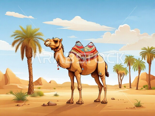 حيوان الجمل في الصحراء, وسائل نقل قديمة, أشجار النخيل المحيطة بالأماكن السعودية, التكوينات والتشكيلات الصخرية في المناطق الصحراوية, رعاية وتربية النوق في المحميات الطبيعية البرية