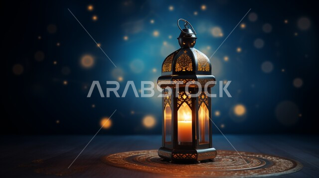 فانوس عربي معدني مزخرف مضيء، زينة الاعياد والمناسبات الدينية، تحف وفوانيس تقليدية للاحتفال بقدوم شهر رمضان المبارك، أجواء رمضانية وروحانية إسلامية
