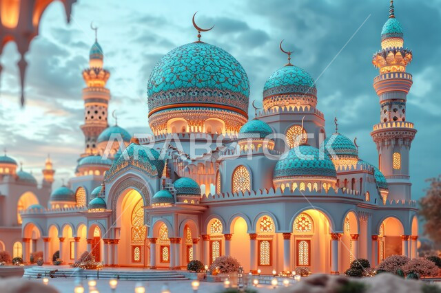 الزخارف الاسلامية الراقية, التصاميم العصرية على الطراز الحديث والمتطور لبناء المساجد في المملكة العربية السعودية, مجسم ثلاثي الابعاد لمسجد بديكور فاخر, اسلاميات وعبادة