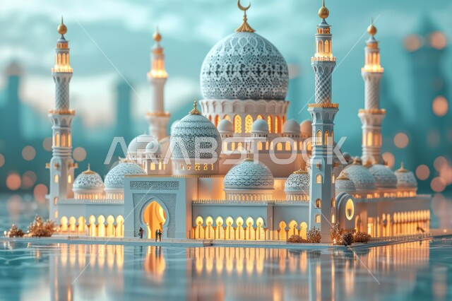 الزخارف الاسلامية الراقية, التصاميم العصرية على الطراز الحديث والمتطور لبناء المساجد في المملكة العربية السعودية, مجسم ثلاثي الابعاد لمسجد بديكور فاخر, اسلاميات وعبادة