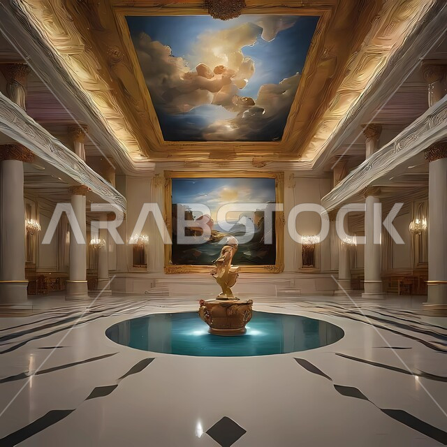 Fine wall decorations and designs, a close-up of a three-dimensional model on a table, architectural engineering art for home interiors in a modern style, rare royal designs for residential apartments and villas in the Kingdom of Saudi Arabia