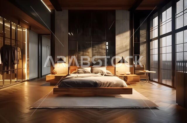 أثاثات منزلية داخلية متميزة، غرف راقية بتصميمات وديكورات حديثة، غرفة نوم بتصاميم عصرية فاخرة وواجهة زجاجية، شقق وفلل سكنية، فنادق ومنتجعات فاخرة