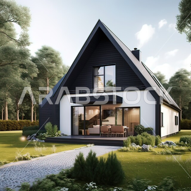 الاهتمام بالتشجير وزراعة النباتات الخضراء، تصميمات عصرية مريحة، صورة مقربة لمنزل حديث بديكورات فاخرة على الطراز الحديث، حديقة منزلية راقية، مناظر طبيعية متميزة