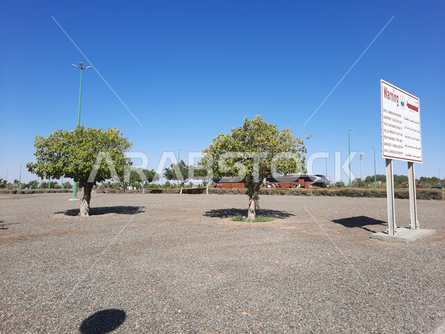 الممرات والأماكن المخصصة للمشي والتجول وممارسة الرياضة على ساحل البحر الاحمر، زراعة أشجار النخيل والنباتات في المدن السياحية, مناطق عائليه ترفيهيه في مدينة ينبع في المملكة العربية السعودية، الحدائق العامة امام شاطئ الهيئة الملكية في منطقة الجار في النهار