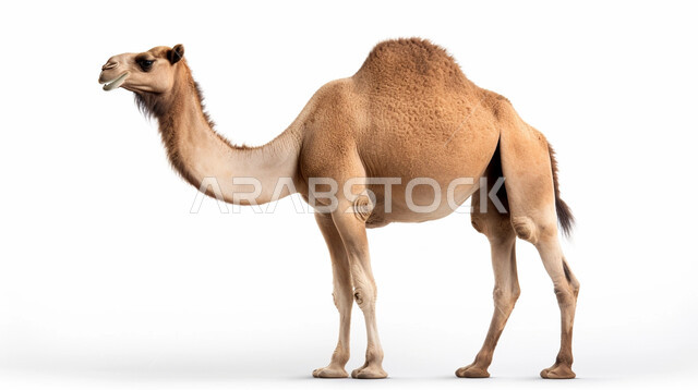 ناقة بيضاء عربية اصيلة، تربية حيوانات الجمل في المملكة العربية السعودية، صورة لجمل أشقر اللون على خلفية بيضاء