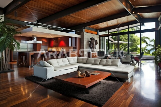 غرفة معيشة بتصاميم عصرية وفنية، ديكورات حديثة رائعة، أثاث منزلي راقي، تصاميم عصرية فاخرة، شقق وفلل سكنية راقية، ديكورات بألوان جذابة