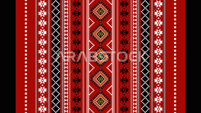 Saudi design for colorful, authentic Arabic inscriptions in the Kingdom of Saudi Arabia, traditional traditional craft arts, the popular Saudi heritage of Sadu decoration