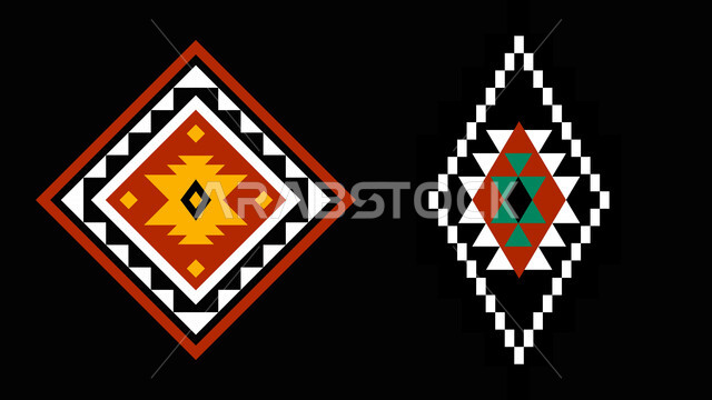 فنون تراثيه حرفيه تقليديه ,التراث الشعبي السعودي لزخرفة السدو, تصميم سعودي للنقوش العربيه الاصيله الملونة في المملكة العربيه السعودية