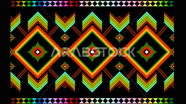 فنون تراثيه حرفيه تقليديه ,التراث الشعبي السعودي لزخرفة السدو, تصميم سعودي للنقوش العربيه الاصيله الملونة في المملكة العربيه السعودية