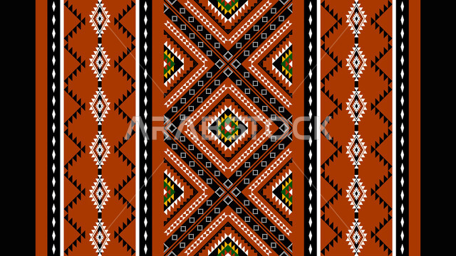 Saudi folklore, traditional embroidery of the traditional Sadu ornament, Saudi design for colorful, authentic Arabic inscriptions in the Kingdom of Saudi Arabia