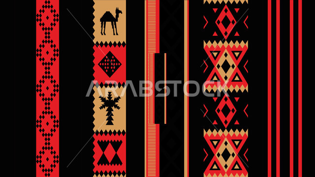 تصميم سعودي للنقوش العربيه الاصيله الملونة في المملكة العربيه السعودية ,فنون حرفيه تقليديه تراثيه ,التراث السعودي الشعبي لزخرفة السدو