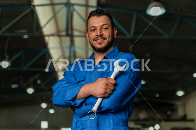 Mechanical engineer inside the car workshop, with different expressions and gestures of face and hands, use of tools for maintenance, manual repair, car repair and maintenance services, mechanical engineer, maintenance workshop