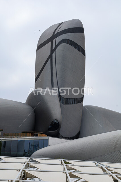 The Ithra World Museum building in the Eastern Province in Dammam, a cultural beacon and famous tourist attractions in the Kingdom of Saudi Arabia, the King Abdulaziz Cultural Center in the city of Dhahran during the day, a Tanween season for recreational, cultural and educational activities.