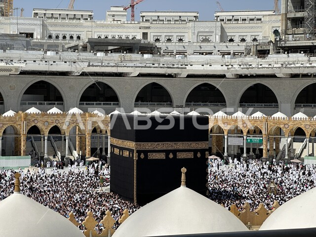 Mecca Saudi Arabia - Mar 17 2023: Al Kaaba in Al Haram mosque - hajj and umra  