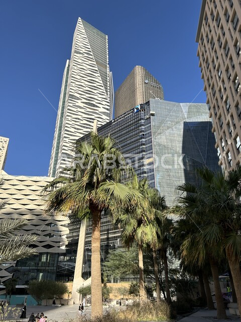 Growth and economic and commercial renaissance, a close-up of the King Abdullah Financial Center (CAFD), the financial towers in the city of Riyadh, the architectural engineering art of the famous buildings and skyscrapers in the Kingdom of Saudi Arabia