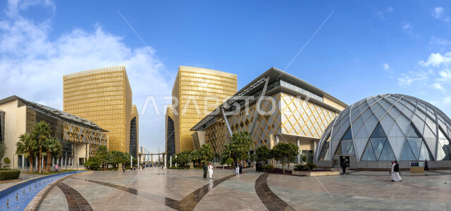 Architectural engineering art for smart complexes and services in the digital city in Riyadh, advanced residential towers and buildings in the Kingdom of Saudi Arabia, famous commercial and economic landmarks, Saudi future vision 2030, planting green trees in tourist cities.