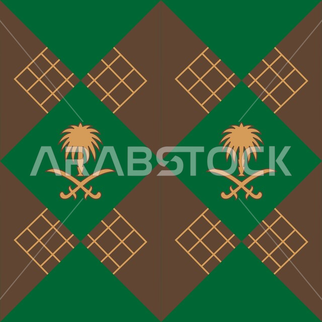  نقوش السدو مع شعار المملكة العربيه السعودية، الفن التراثي الحرفي التقليدي، تصاميم بأشكال هندسية للزخرفة العربيه الاصيله الملونة, التراث السعودي الشعبي