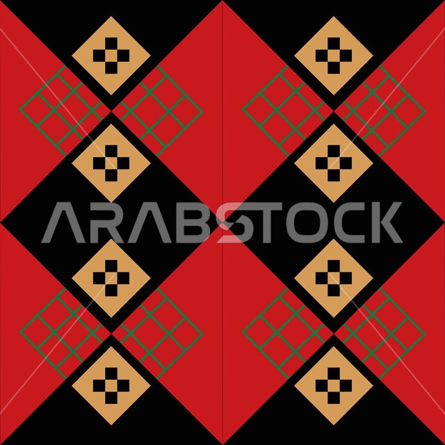 تصميم سعودي للنقوش العربيه الاصيله الملونة في المملكة العربيه السعودية, التراث السعودي الشعبي لزخرفة السدو بأشكال هندسية، الفن التراثي الحرفي التقليدي