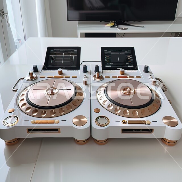  معدات وأجهزة الصوت الحديثة، تقنيات مزج الأصوات وإنشاء موسيقى جديدة، الاستديوهات الفنية في المملكة العربية السعودية, عرض ثلاثي الأبعاد للقرص الدوار في استوديو موسيقى