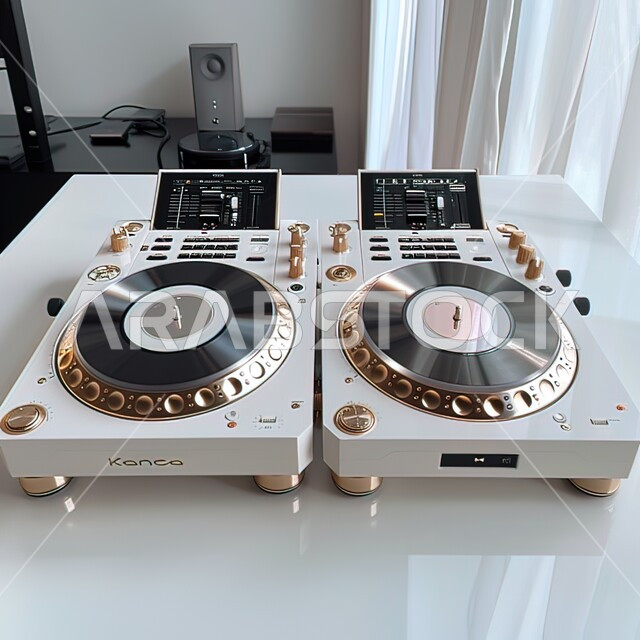 تقديم برامج فنية، صورة مقربة لجهاز (دي جي) حديث ومتطور، تقنيات مزج الأصوات وإنشاء موسيقى جديدة، الاستديوهات الفنية في المملكة العربية السعودية, معدات وأجهزة الصوت الحديثة