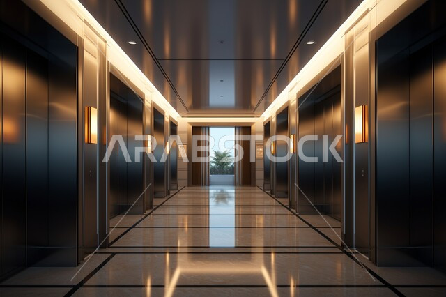 لوبي فندق بتصاميم عصرية حديثه، مصاعد وسلالم كهربائية، شقق وفلل سكنية, فنادق ومنتجعات فاخره، مكاتب وشركات تجارية في المملكة العربية السعودية