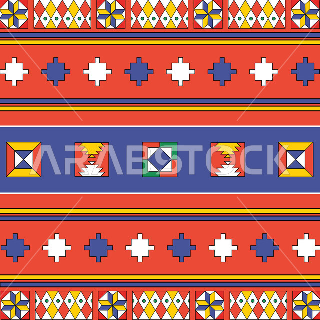 Artistic designs for colorful Arabic decoration, the popular Saudi heritage of Sadu engraving, traditional traditional artisanal art in the Kingdom of Saudi Arabia