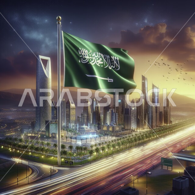 الاحتفال بيوم العلم السعودي 11 مارس، التقدم والتطور العمراني في البلاد، ناطحات السحاب والابراج في مدن المملكة العربية السعودية، ذكرى العيد الوطني 23 سبتمبر، رمز وشعار وهوية الوطن، الفخر والاعتزاز بانجازات البلد