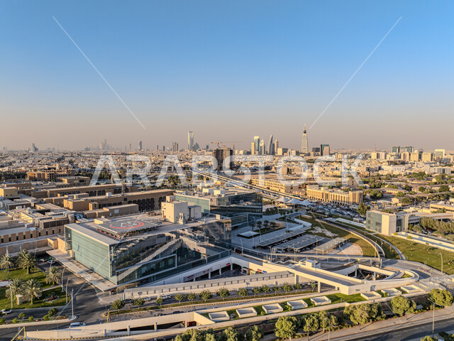 King Faisal Specialist Hospital building in Riyadh, aerial photo of the ...