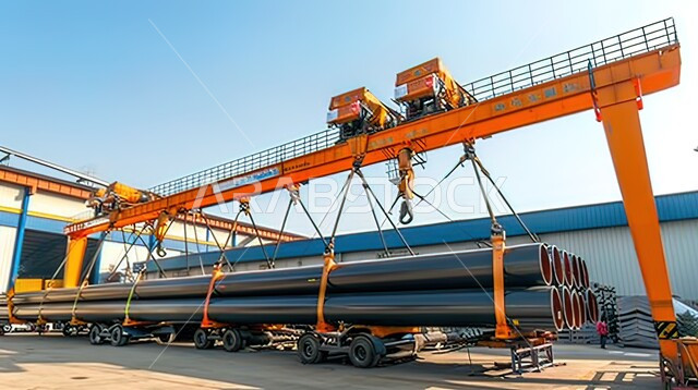 متابعة سير الاعمال في المصانع, الجزء الداخلي لمبنى صناعي كبير مزود برافعة وأنابيب, اعتماد التقنيات الحديثة في إنتاجية الغاز في السعودية, معدات وأدوات ثقيلة, مفهوم الهندسة والصناعة