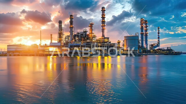 Petrochemical industries and projects, huge and large warehouses, engineering and industrial equipment, factories and laboratories in the Kingdom of Saudi Arabia in Al-Shorouk, oil and gas refining plant at sea, Dukhan refinery laboratories.