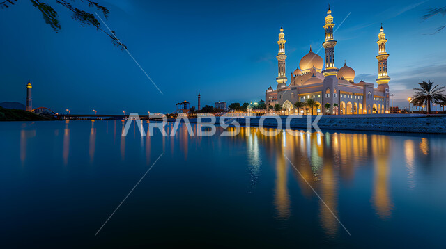 الطبيعة المائية المتميزة، الفن الهندسي المعماري لمسجد بجانب بحيرة ماء ليلا، ديكورات وتصاميم على الطراز الإسلامي، العبادة والتقرب إلى الله، آداء الفرائض والصلوات، القبب والمآذن المضيئة، خلفيات وأجواء رمضانية