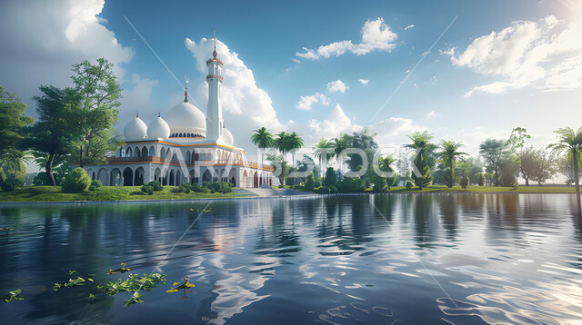 العبادة والتقرب إلى الله، الاهتمام بالتشجير والنباتات الخضراء، الفن الهندسي المعماري لمسجد بجانب بحيرة ماء، ديكورات وتصاميم على الطراز الإسلامي، آداء الفرائض والصلوات، القبب والمآذن الممتميزة، خلفيات وأجواء رمضانية
