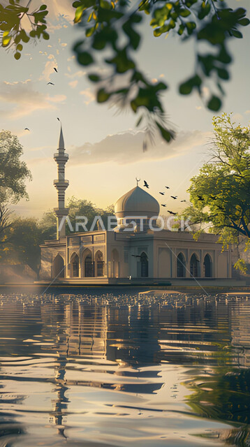 العبادة والتقرب إلى الله، الاهتمام بالتشجير والنباتات الخضراء، الفن الهندسي المعماري لمسجد بجانب بحيرة ماء، ديكورات وتصاميم على الطراز الإسلامي، آداء الفرائض والصلوات، القبب والمآذن الممتميزة، خلفيات وأجواء رمضانية