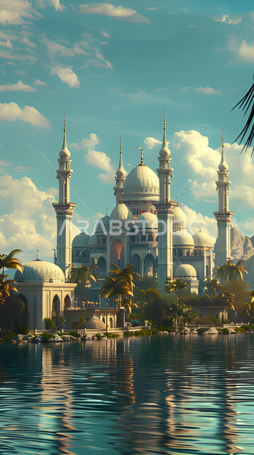 الاهتمام بالتشجير والنباتات الخضراء، الفن الهندسي المعماري لمسجد بجانب بحيرة ماء، ديكورات وتصاميم على الطراز الإسلامي، العبادة والتقرب إلى الله، آداء الفرائض والصلوات، القبب والمآذن الممتميزة، خلفيات وأجواء رمضانية