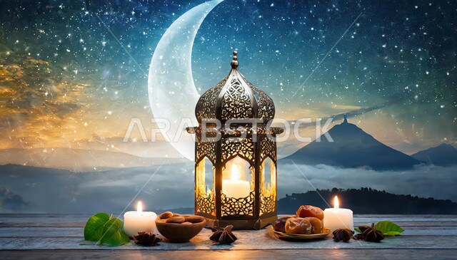 ديكورات و زينة الاحتفال بالمناسبات الدينية، الاستعداد والتحضير لاستقبال شهر رمضان المبارك، مفهوم العبادة والطاعة والتقرب الى الله ،الفوانيس المعدنية المزخرفة المضيئة ,الضيافة في شهر الخير و الغفران