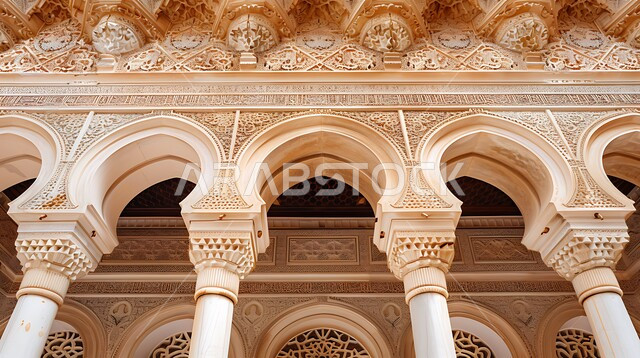 تفاصيل الزخرفه الجبسيه في الديكور الاسلامي, الفن الهندسي المعماري على الطراز الحديث, الديكورات الداخلية المزخرفة المتميزة ,مفهوم العباده والتقرب إلى الله,  أبرز الفنون المنتجة من حضارات العالم القديم. الاقواس و الممرات ذات بناء مميز