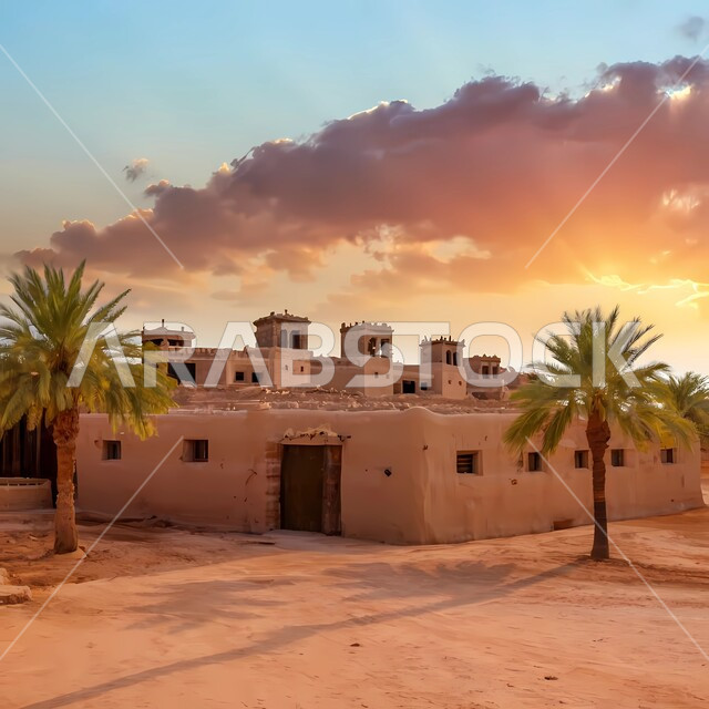 القرى والمدن القديمة في المملكة العربية السعودية, الآثار التاريخية والبيوت الطينية في الأحياء السكنية, أماكن ومعالم سياحية مشهورة, الهندسة الفنية المعمارية على الطراز التقليدي, أشجار النخيل المحيطة بالمناطق الخليجية التراثية